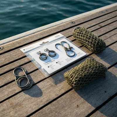 Close-up of innovative sustainable fishing gear and circle hooks